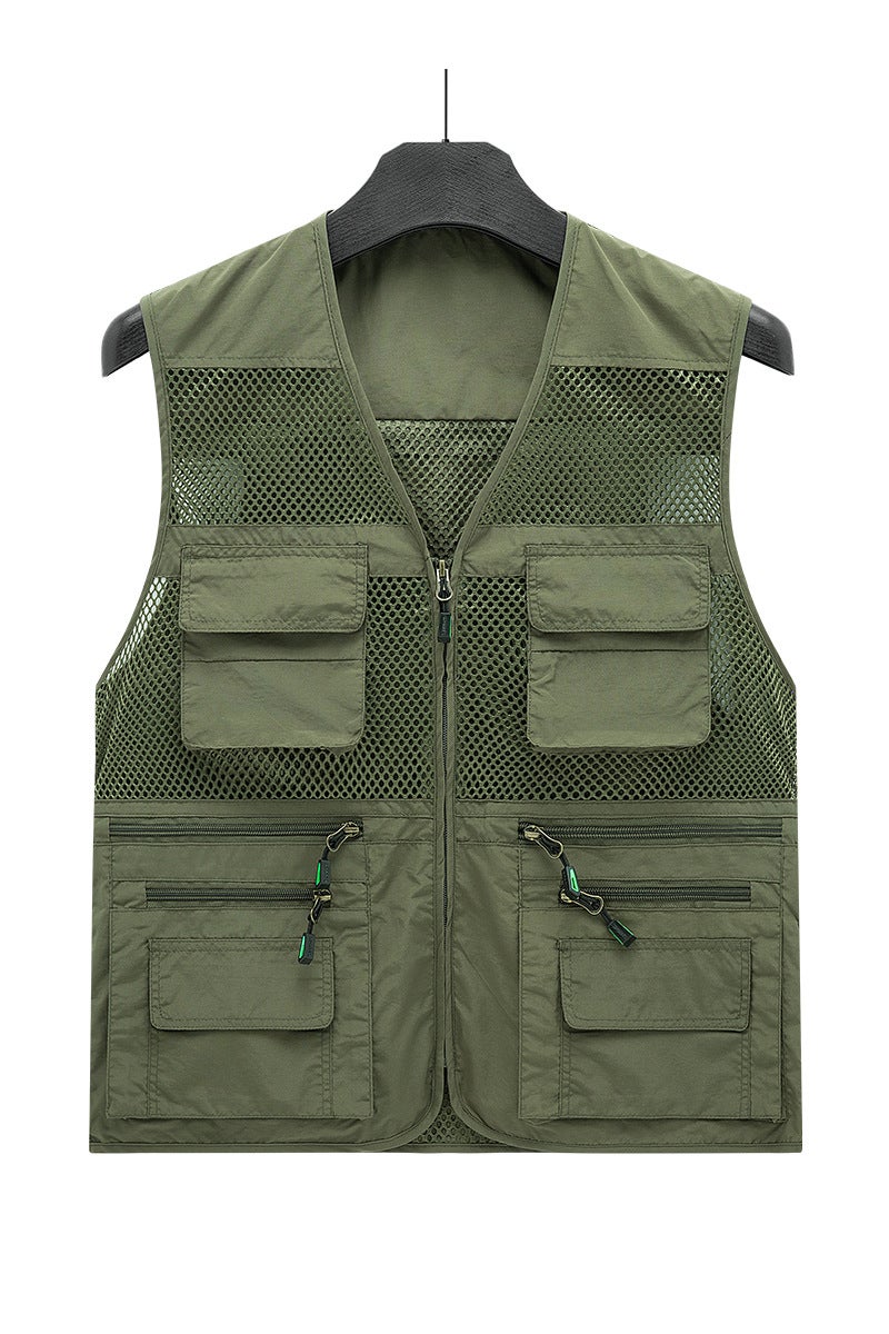 2024 Multi-Pocket Mesh Cargo Vest Functional Thin Mesh Vest For Fishing, Pography, And Mountaineering Workwear Style - Image 1