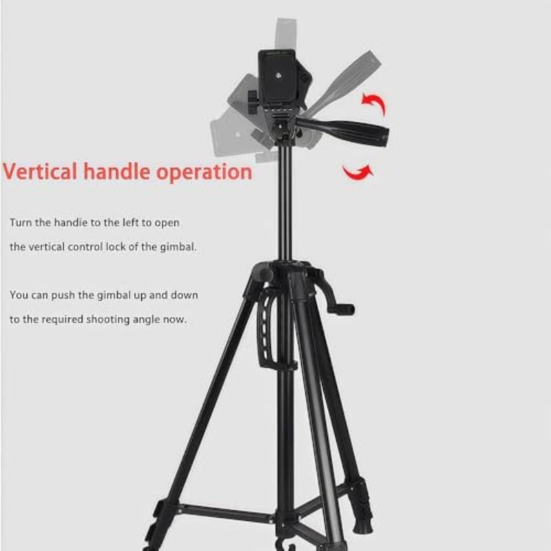 Tripod 55inch/140cm, Foldable Aluminum Lightweight Phone Camera Tripod Stand, Phone Holder and Bag for Travel Video Photography/Live Stream/Video Recording/Photo, with Carry Bag - Image 5