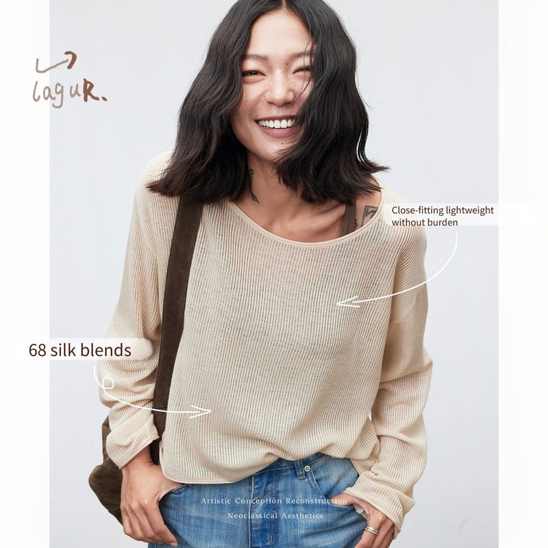 Breathable 68s Silk-Cashmere Loose Knit Top–Cool & Elegant - Image 3