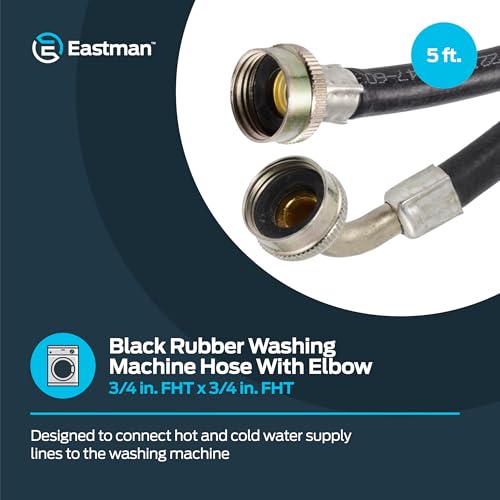 Eastman 5 ft Rubber Washing Machine Hose with Elbow, 3/4 in FHT x 3/4 in FHT, Black, 60333N - Image 2