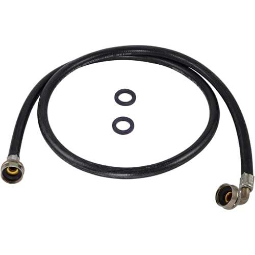 Eastman 5 ft Rubber Washing Machine Hose with Elbow, 3/4 in FHT x 3/4 in FHT, Black, 60333N - Image 1