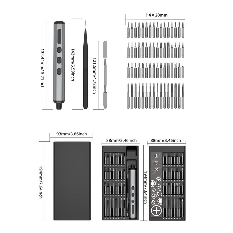68in1 Mini Electric Screwdriver Precision Electric Screwdriver Magnetic Storage Precision Maintenance/CR-V Steel/Type-C Charging/LED Shadowless Light - Image 2