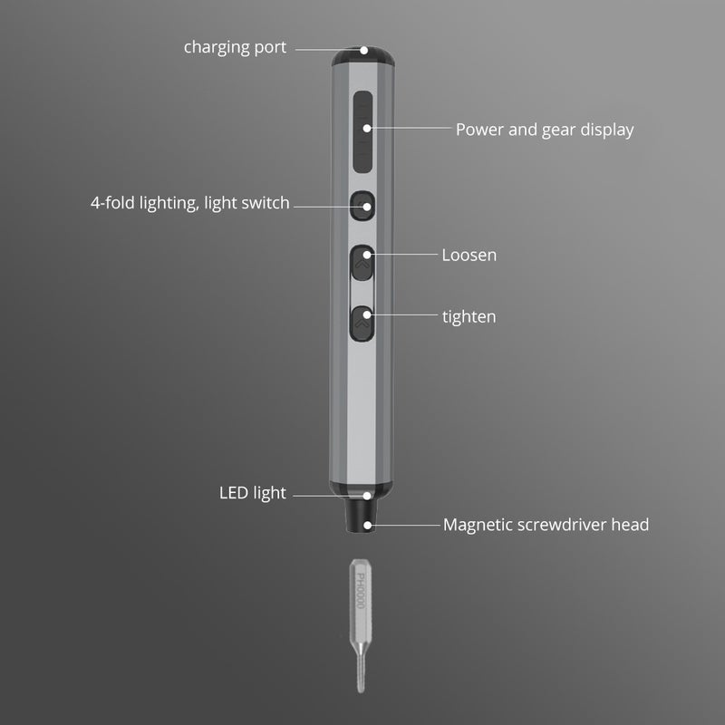 68in1 Mini Electric Screwdriver Precision Electric Screwdriver Magnetic Storage Precision Maintenance/CR-V Steel/Type-C Charging/LED Shadowless Light - Image 3