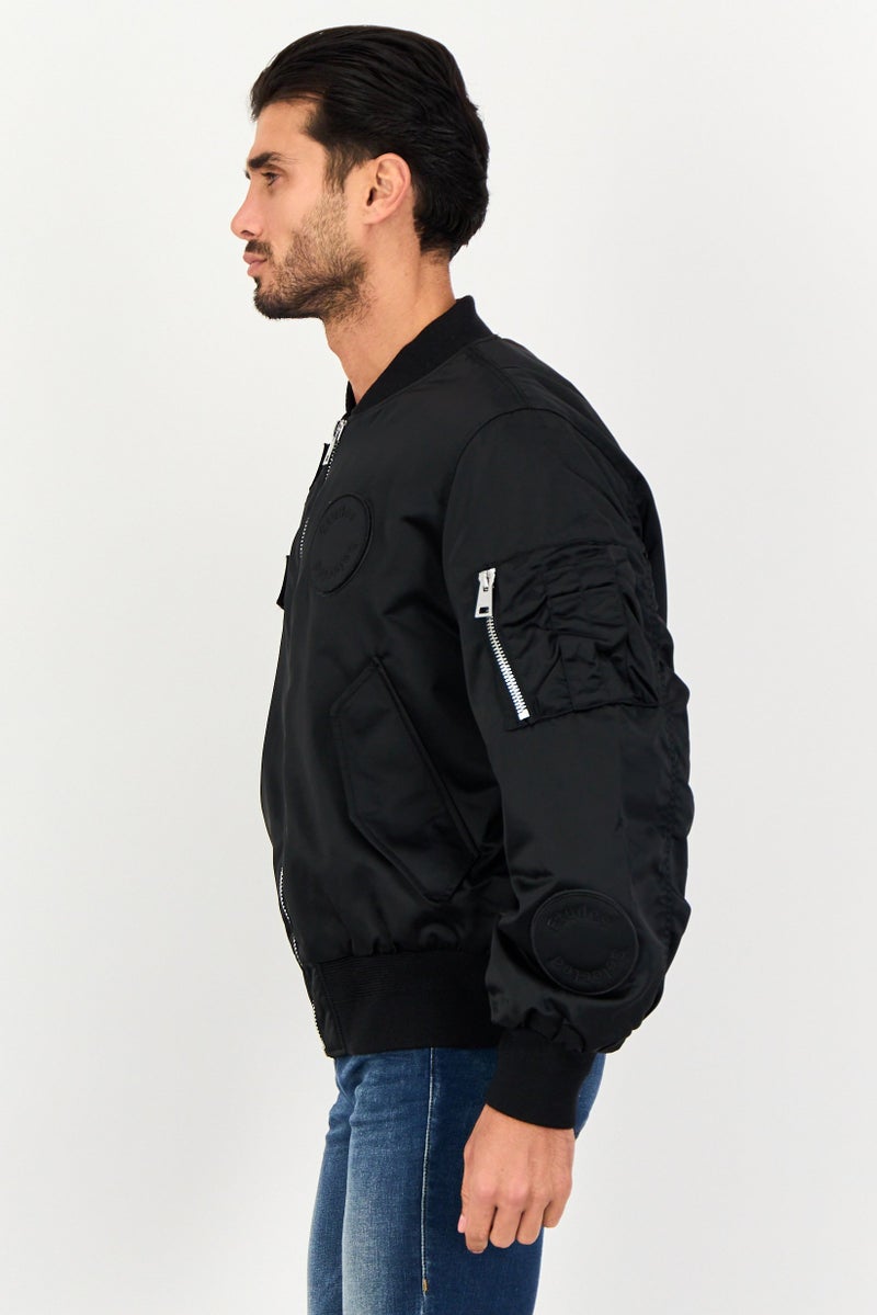 Selected x Etudes Men Patch Detail Bomber Jacket, Black - Image 3