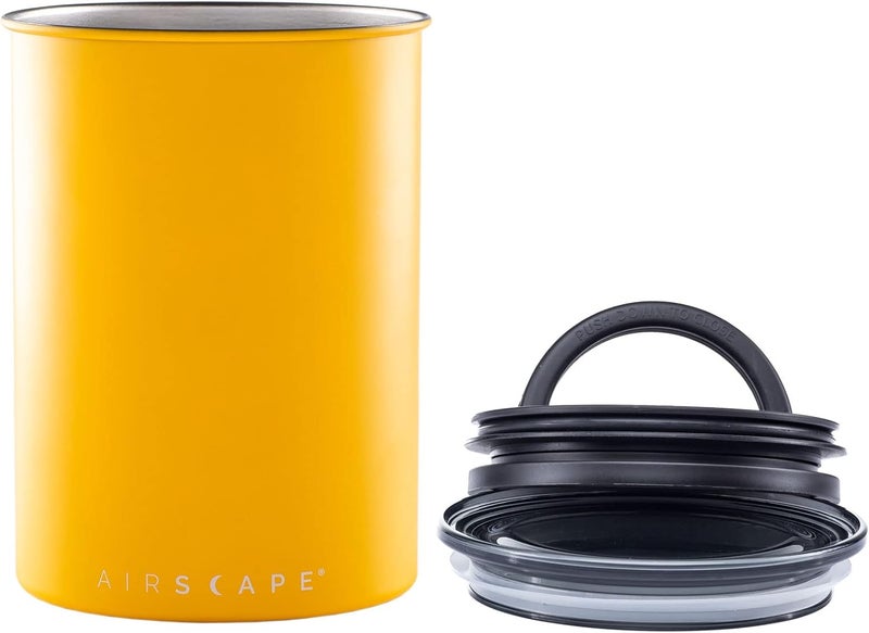 Planetary Design Airscape Stainless Steel Coffee Canister - Food Storage Container - Patented Airtight Lid - Excess Air Preservation of Food Freshness (Medium, Matte Yellow) - Image 4