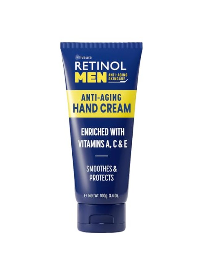 RETINOL كريم اليدين بمضاد الشيخوخة بالريتينول - العلامة الأصلية للريتينول ليدين تبدوان أصغر - كريم يدين غني ومخملي ينعم البشرة ويحمي الأظافر والجلد المحيط بها للرجال - Image 1