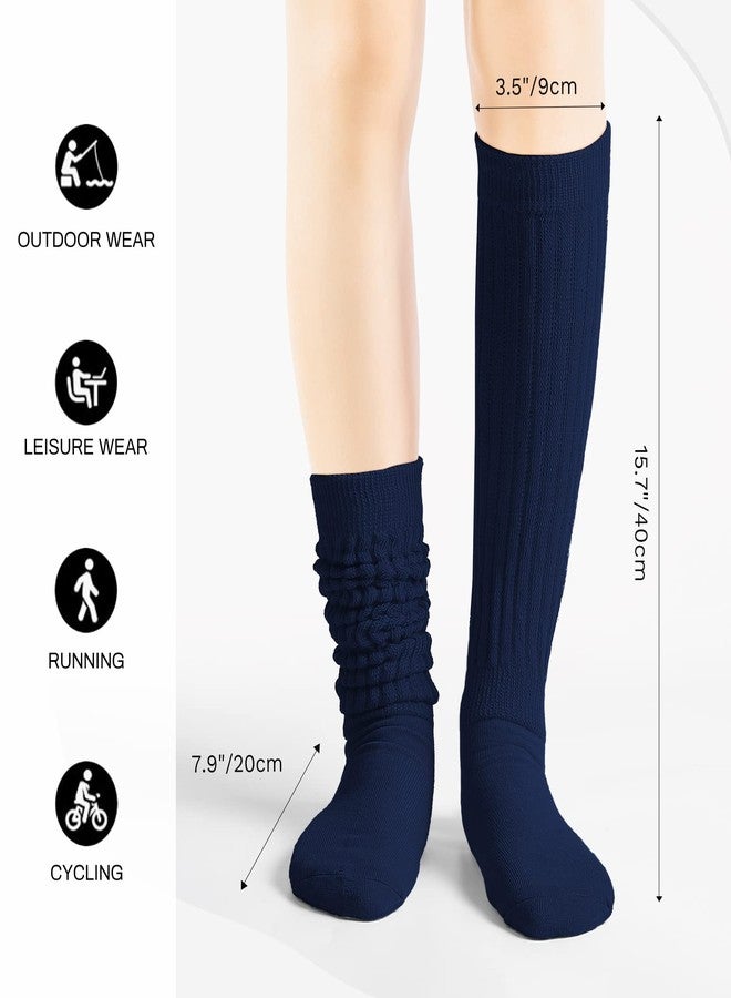 BOOPH Slouch Socks Women Scrunch Sock Knee High Slouchy Socks for Women Size 6-11 Navy - Image 3