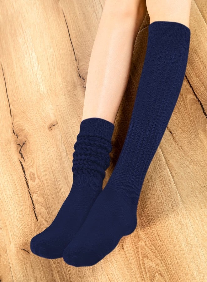 BOOPH Slouch Socks Women Scrunch Sock Knee High Slouchy Socks for Women Size 6-11 Navy - Image 4