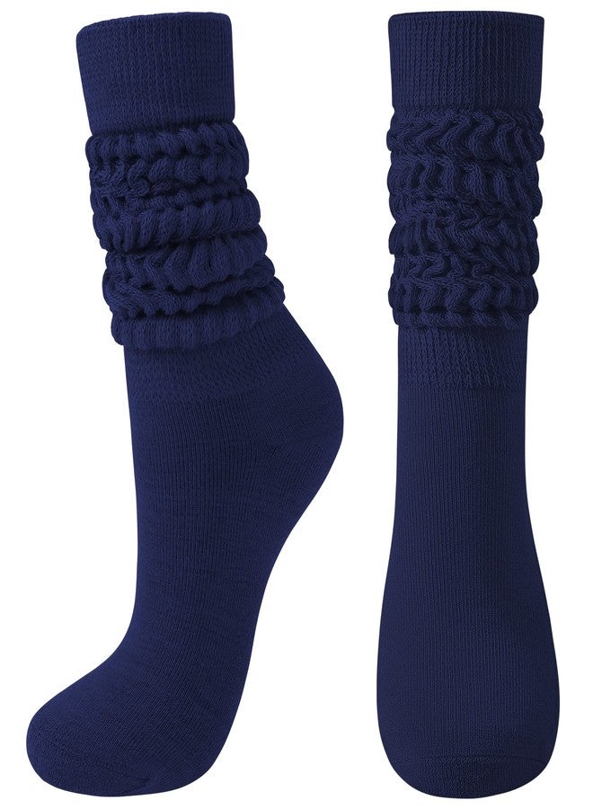BOOPH Slouch Socks Women Scrunch Sock Knee High Slouchy Socks for Women Size 6-11 Navy - Image 1