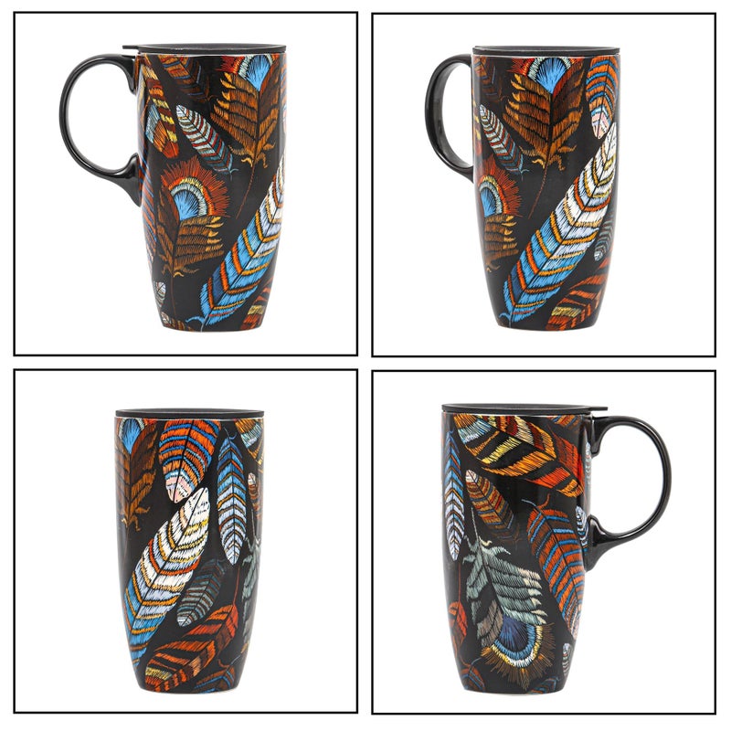 Topadorn 17oz Ceramic Travel Mug with Lid & Handle, Porcelain Coffee Cup with Gift Box, Dishwasher & Microwave Safe, for Latte,Tea, Cocoa, Milk, Home & Office - Image 3