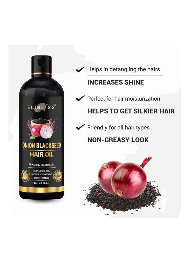 ELIBLISS - Elibliss Onion Hair Oil for Hair Growth and Hair Fall Control With Black Seed Oil Extracts 100ML Pack of 4 - Image 1