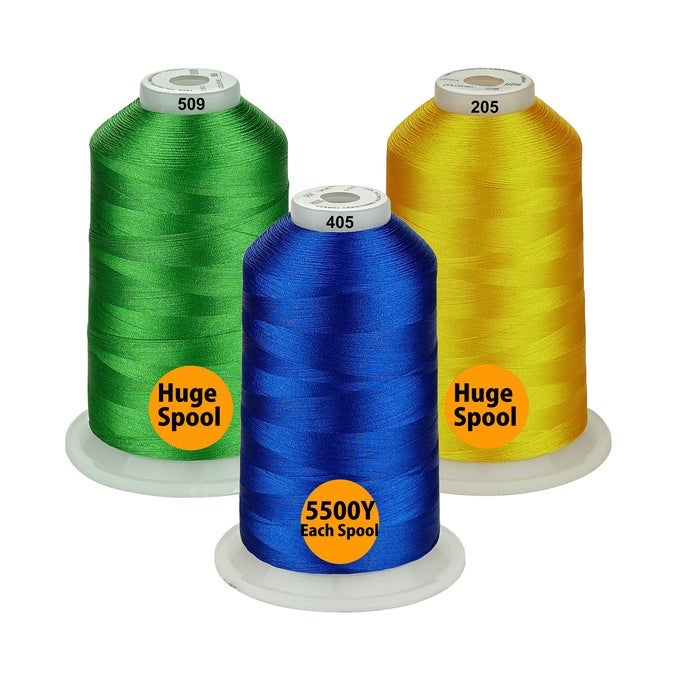 33 SELECTIONS VARIOUS ASSORTED COLOR PACKS OF POLYESTER EMBROIDERY MACHINE THREAD HUGE SPOOL 5500Y FOR ALL PURPOSE SEWING EMBROIDERY MACHINES ESSENTIAL COLOR 2