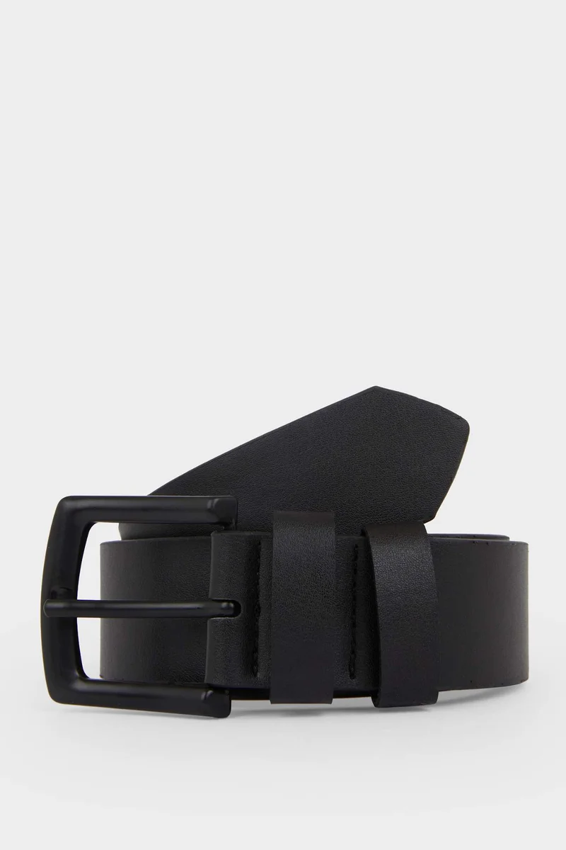 Man Rectangle Clasp Faux Leather