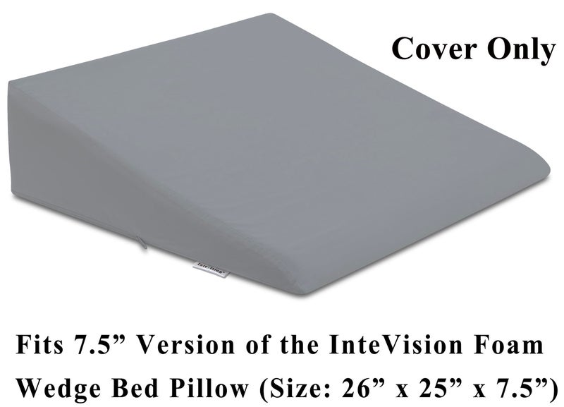 InteVision 400 Thread Count  100% Egyptian Cotton Pillowcase. Designed to Fit The 7.5"" Version of The InteVision Foam Wedge Bed Pillow (26"" x 25"" x 7.5"") (Gray) - Image 2