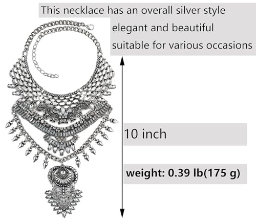 CCBFY Long Tassel Chunky Boho Coin Statement Necklace For Women Style 1 - Image 5