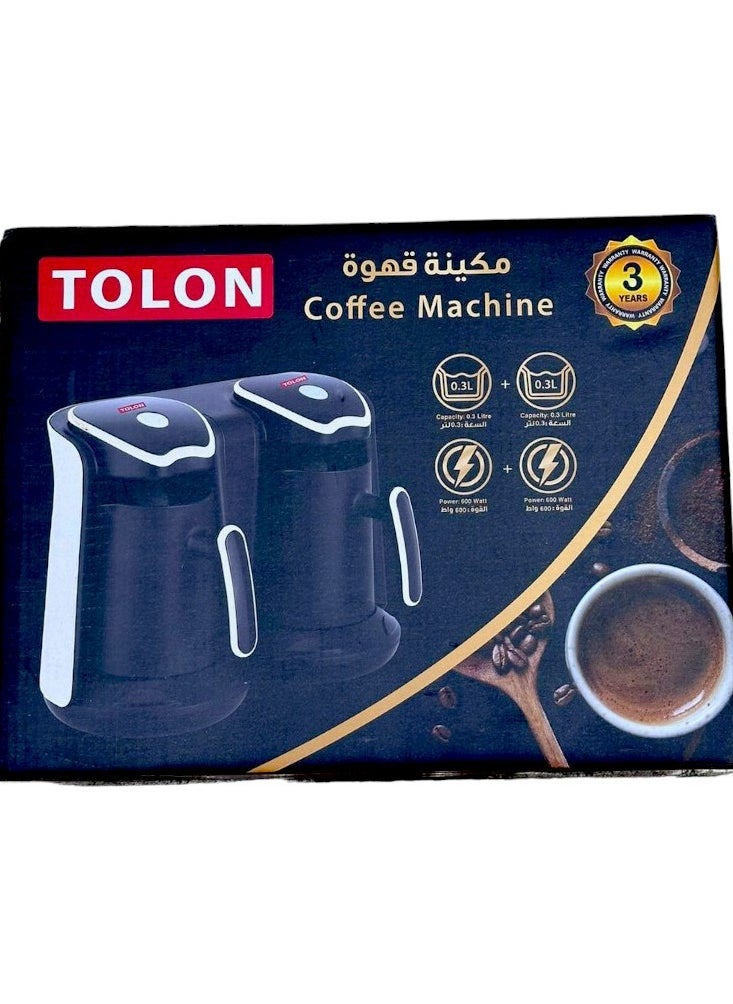 تولون - ماكينة القهوة التركية TOLON بكبسولات مزدوجة سعة 0.3 لتر | توقيت تلقائي، وعاء قابل للإزالة، برمجة مسبقة، إيقاف تلقائي، سهل التنظيف - Image 1