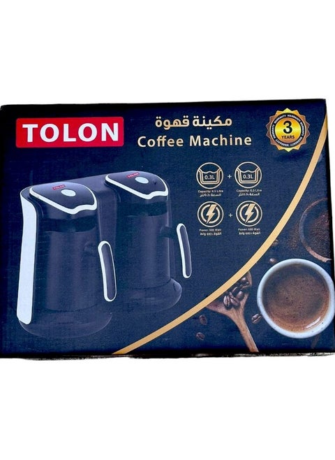 ماكينة القهوة التركية TOLON بكبسولات مزدوجة سعة 0.3 لتر | توقيت تلقائي، وعاء قابل للإزالة، برمجة مسبقة، إيقاف تلقائي، سهل التنظيف