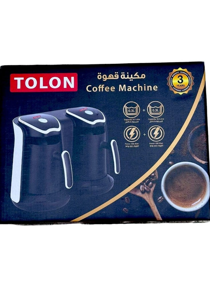 تولون - ماكينة القهوة التركية TOLON بكبسولات مزدوجة سعة 0.3 لتر | توقيت تلقائي، وعاء قابل للإزالة، برمجة مسبقة، إيقاف تلقائي، سهل التنظيف - Image 1