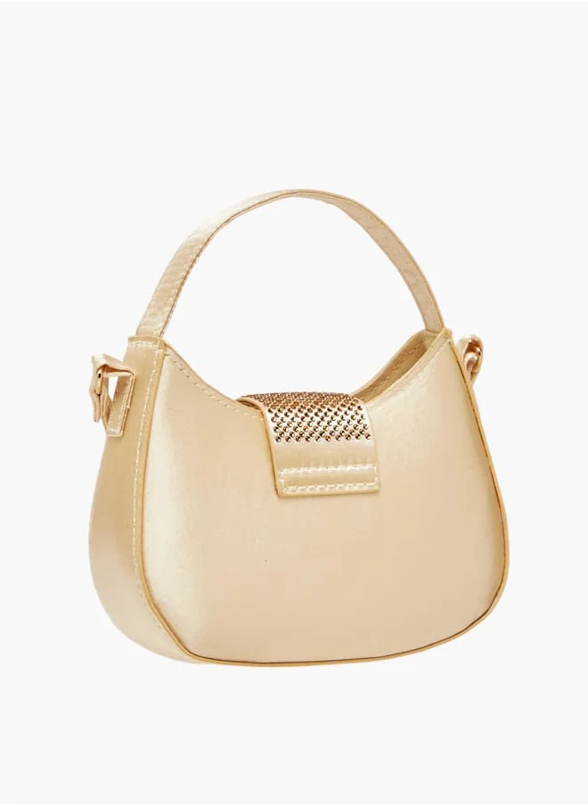 باربي Girls Embellished Crossbody Bag with Strap Handle and Button Closure