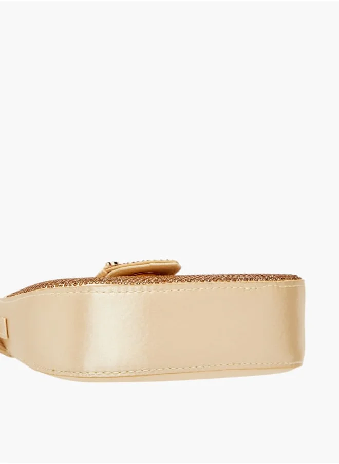 باربي Girls Embellished Crossbody Bag with Strap Handle and Button Closure