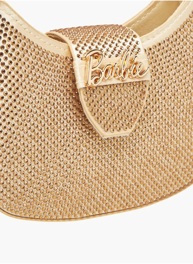باربي Girls Embellished Crossbody Bag with Strap Handle and Button Closure