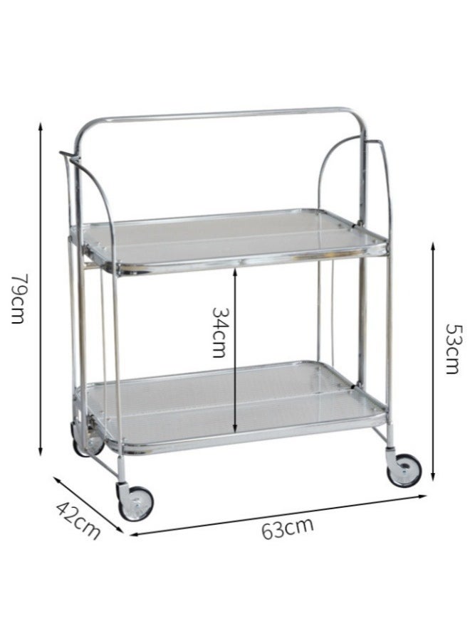 Double Layered Folding Storage Rack Rolling Cart Fashionable Folding Cart Mobile Coffee Table Glass Dining Car Metal Multifunctional Cart Indoor Home Furnishings - pzsku/ZD05A48AB3B5A3E15FEDDZ/45/_/1722569814/5d326e94-5385-4160-ba11-ce313afb925e