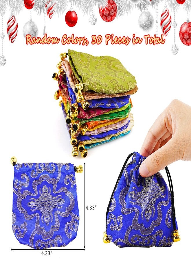 Lzttyee 30Pcs Silk Brocade Embroidered Drawstring Jewelry Pouch Bag Gift Bags Baskets Drawstring Coin Purse (Random Color) - Image 2
