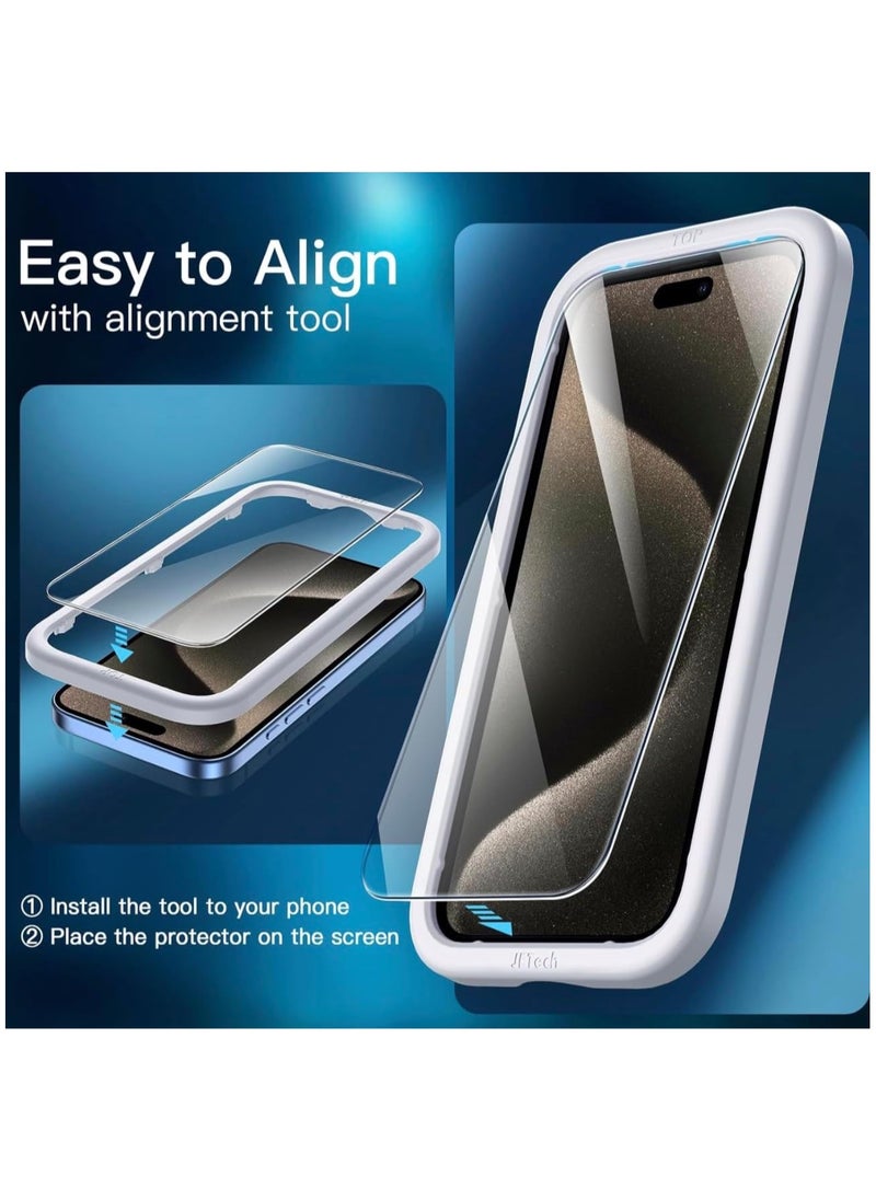Arify-Tech Full Coverage Screen Protector for iPhone 15 Pro Max 6.7-inch, 9H Tempered Glass Film Case-Friendly, HD Clear, 3-Pack  - Image 2