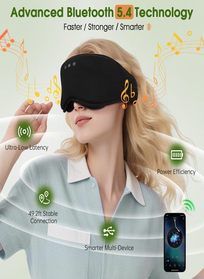 LC-dolida Bamboo Cotton Bluetooth Sleep Mask, 2 in 1 3D Soft Sleep Mask with Sleep Headphones, Sleep Eye Mask with Timming Setting, Blackout Sleeping Mask for Side Sleepers, Women Men, Black - Image 4