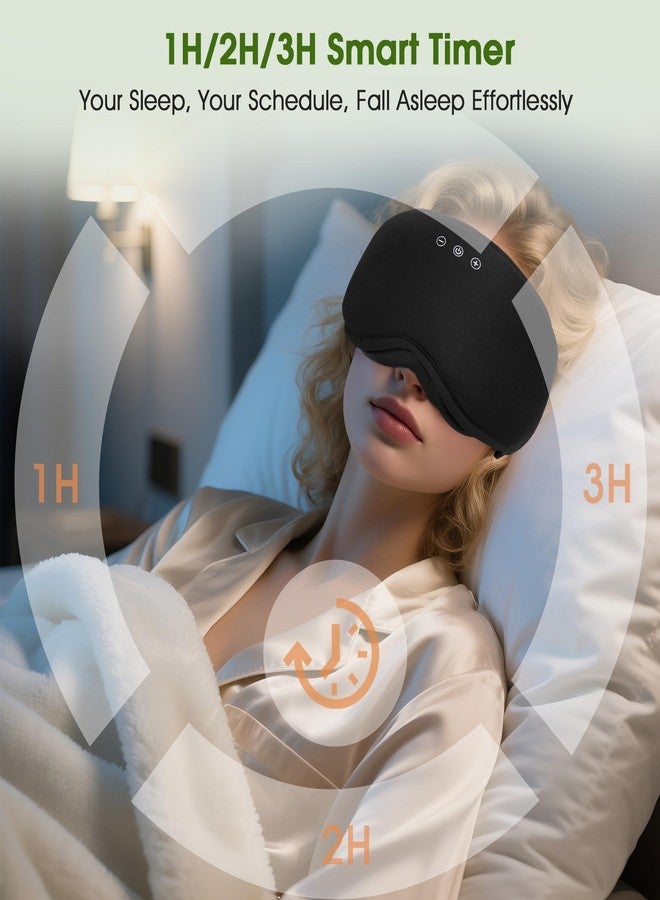 LC-dolida Bamboo Cotton Bluetooth Sleep Mask, 2 in 1 3D Soft Sleep Mask with Sleep Headphones, Sleep Eye Mask with Timming Setting, Blackout Sleeping Mask for Side Sleepers, Women Men, Black - Image 5