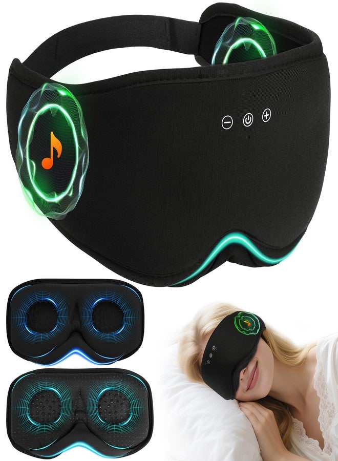 LC-dolida Bamboo Cotton Bluetooth Sleep Mask, 2 in 1 3D Soft Sleep Mask with Sleep Headphones, Sleep Eye Mask with Timming Setting, Blackout Sleeping Mask for Side Sleepers, Women Men, Black - Image 1