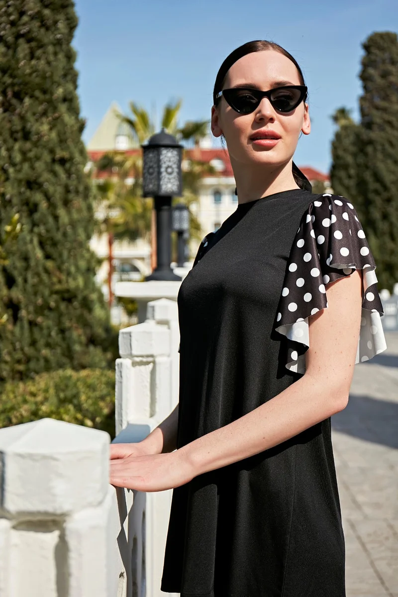 Remsa Mayo Remsa Swimsuit Remsa Semi Covered Flounce Sleeve Lycra Hijab Swimsuit 20113 Black