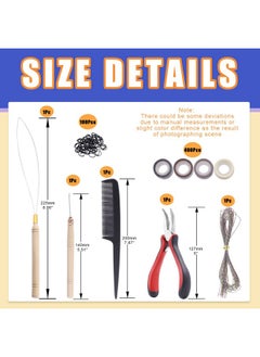 Glarks Larks 574Pcs Hair Extension Tools Kit Including 4 Colors Micro Ring Links Beads Micro Beads Plier Hook Needle Pulling Loop Hair Extension Plier Duckbill Hair Clips Combs Mini Rubber Bands  - Image 4