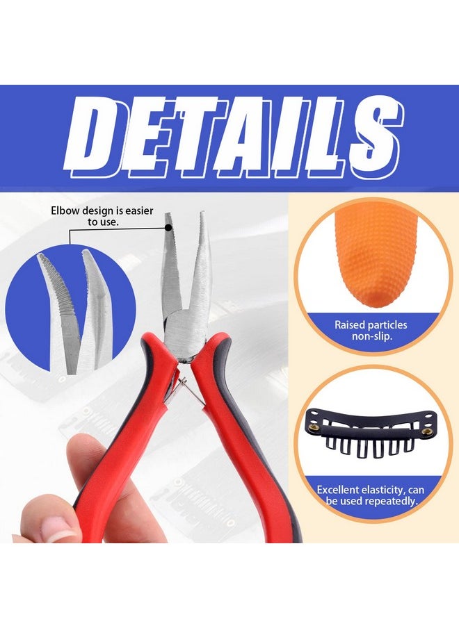Glarks - Larks 574Pcs Hair Extension Tools Kit Including 4 Colors Micro Ring Links Beads Micro Beads Plier Hook Needle Pulling Loop Hair Extension Plier Duckbill Hair Clips Combs Mini Rubber Bands - Image 1