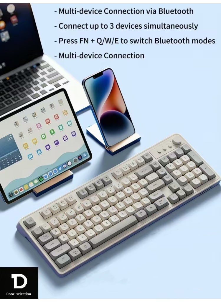 Wireless Bluetooth Dual-Mode Keyboard and Mouse Combo (98 Keyboards Included) - Silent Mechanical Feel, Ergonomic Design for All-Day Comfort, Durable PBT Spherical Keycaps Resistant to Wear & Grease, Soft White Backlight for Clear Visibility in Low-Light Environments, Built-in Rechargeable Lithium Battery for Ultra-Long Battery Life, Bluetooth Multi-Device Connection, Seamless Dual-System Switching (Windows/macOS), Sleek High-End Aesthetics, Perfect for Office Bulk Use & Workstation Deployment, Compatible with PC, Laptop, Mac - Image 3