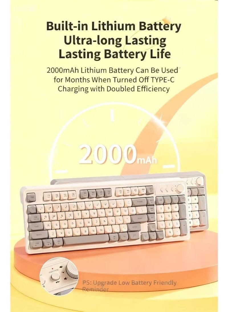 Wireless Bluetooth Dual-Mode Keyboard and Mouse Combo (98 Keyboards Included) - Silent Mechanical Feel, Ergonomic Design for All-Day Comfort, Durable PBT Spherical Keycaps Resistant to Wear & Grease, Soft White Backlight for Clear Visibility in Low-Light Environments, Built-in Rechargeable Lithium Battery for Ultra-Long Battery Life, Bluetooth Multi-Device Connection, Seamless Dual-System Switching (Windows/macOS), Sleek High-End Aesthetics, Perfect for Office Bulk Use & Workstation Deployment, Compatible with PC, Laptop, Mac - Image 2