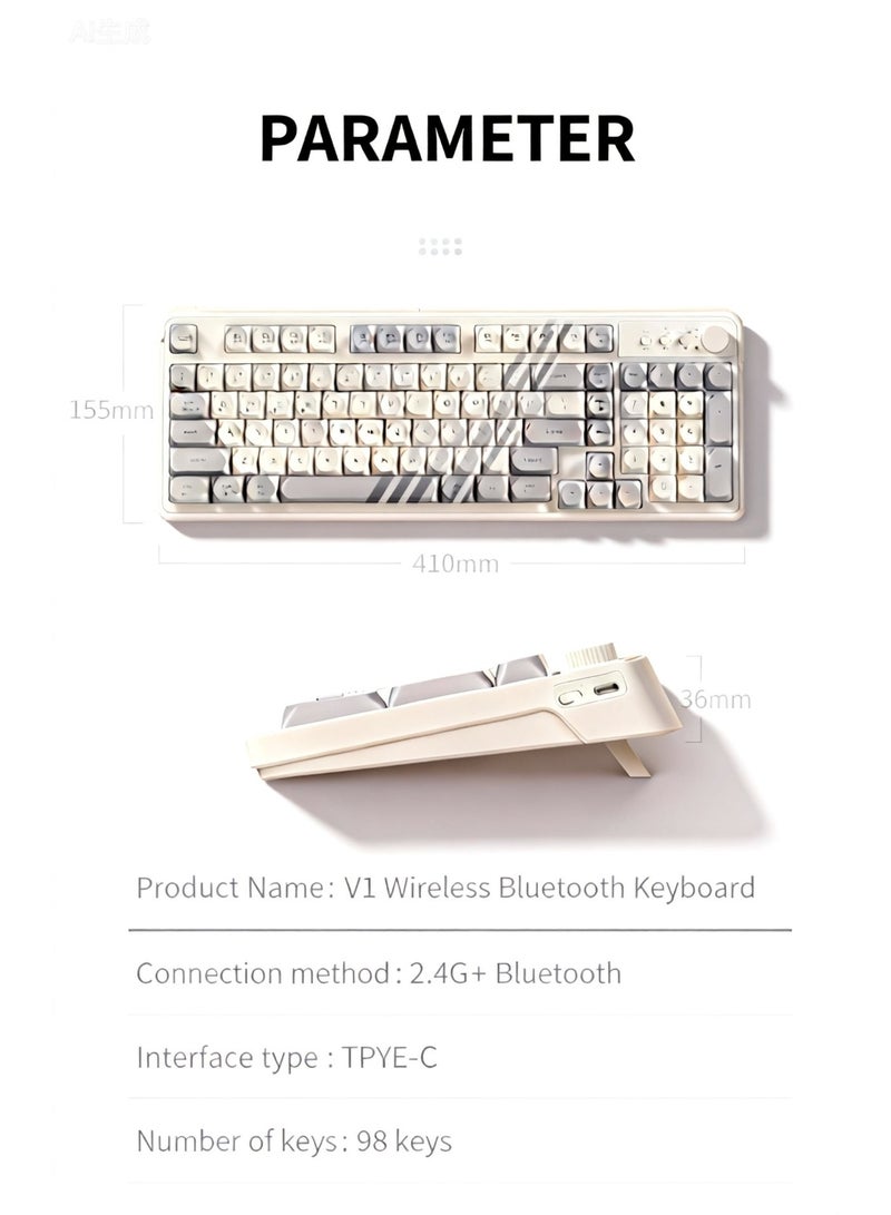 Wireless Bluetooth Dual-Mode Keyboard and Mouse Combo (98 Keyboards Included) - Silent Mechanical Feel, Ergonomic Design for All-Day Comfort, Durable PBT Spherical Keycaps Resistant to Wear & Grease, Soft White Backlight for Clear Visibility in Low-Light Environments, Built-in Rechargeable Lithium Battery for Ultra-Long Battery Life, Bluetooth Multi-Device Connection, Seamless Dual-System Switching (Windows/macOS), Sleek High-End Aesthetics, Perfect for Office Bulk Use & Workstation Deployment, Compatible with PC, Laptop, Mac - Image 5