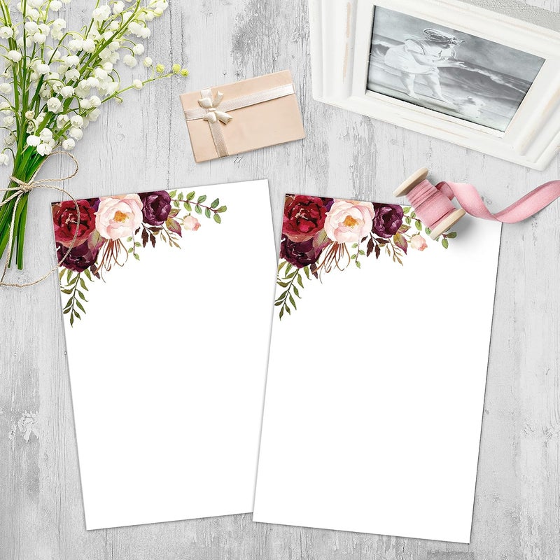 321Done Red Floral Cards, Vertical 4x6 Thick White Card Stock, Notecards & Stationery for Writing, Prinitng, Stamping - Made in USA, Set of 50 - No Envelopes - Image 3