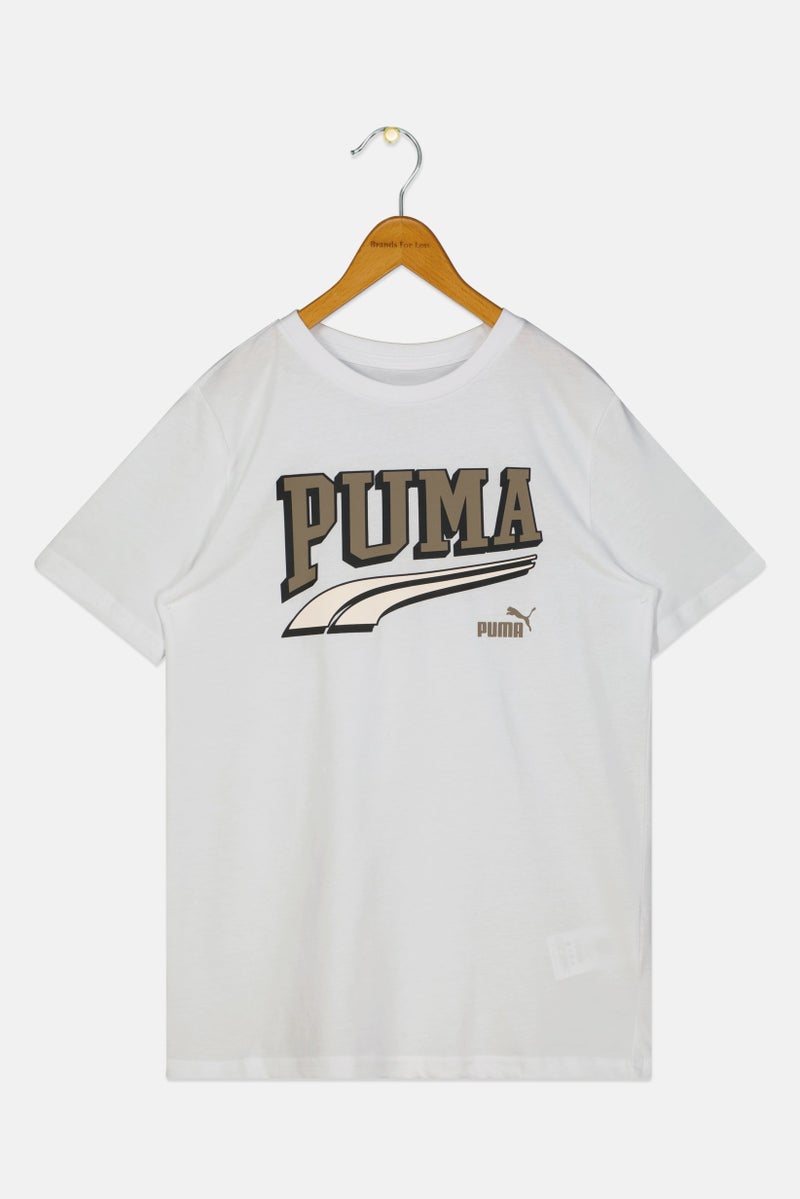 PUMA Kids Boy Sportswear Fit Short Sleeve Outdoor T-Shirt, White - Image 3
