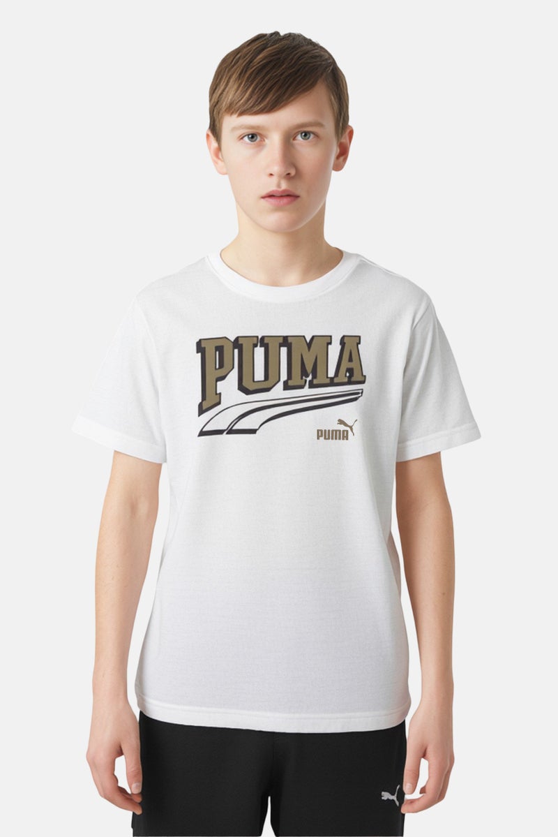 PUMA Kids Boy Sportswear Fit Short Sleeve Outdoor T-Shirt, White - Image 1