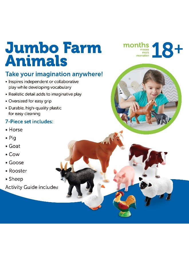 Learning Resources Jumbo Farm Animals Toy Set, 7-Piece Realistic Farm Animal Figures For Kids' Imaginative Play & Early Learning - Image 5