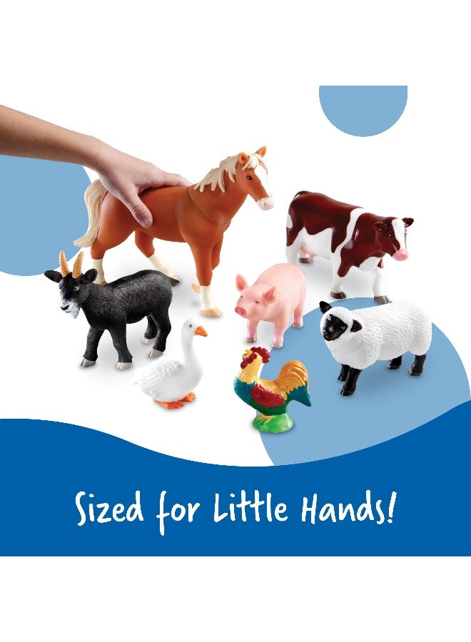 Learning Resources Jumbo Farm Animals Toy Set, 7-Piece Realistic Farm Animal Figures For Kids' Imaginative Play & Early Learning - Image 2