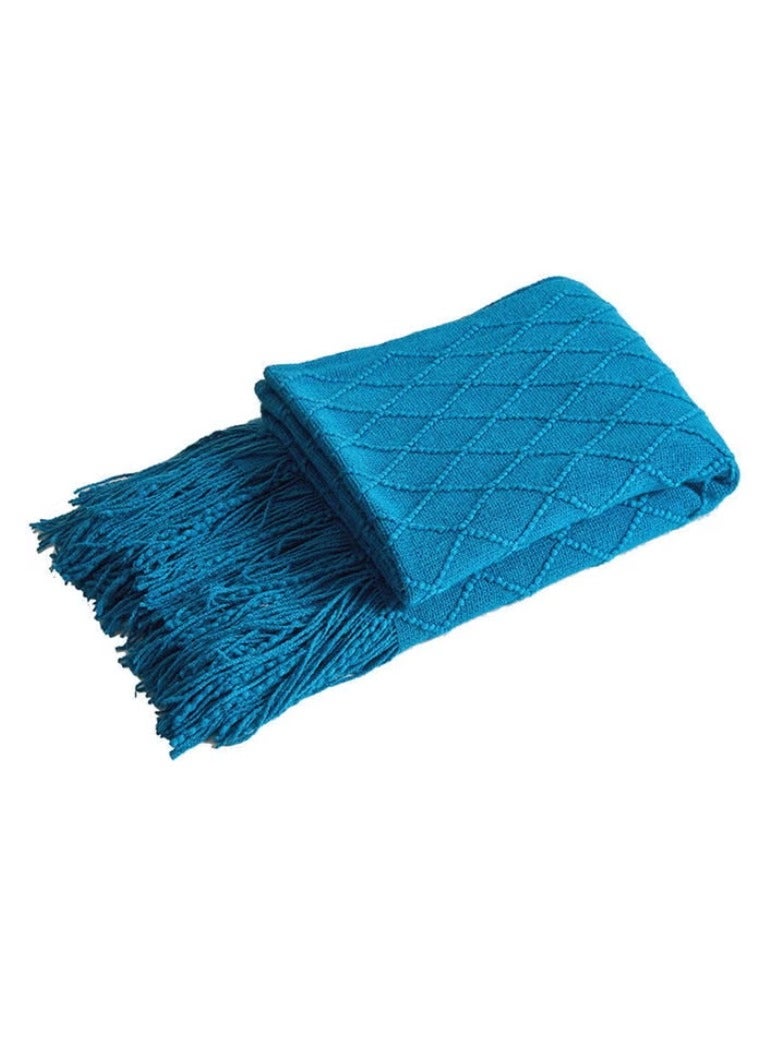 EzzySo Knitted Soft Warm Blanket Cotton Blue 127x172cm