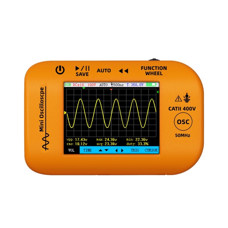 Oscilloscope 10.8*6.95*3.3cm Yellow High-performance 200MS/s Sampling 50MHz Bandwidth Handheld Tester - 2.8" HD LCD 1800mAh Rechargeable Battery Portable Device for Automotive Repair DIY Projects Rese - Image 1