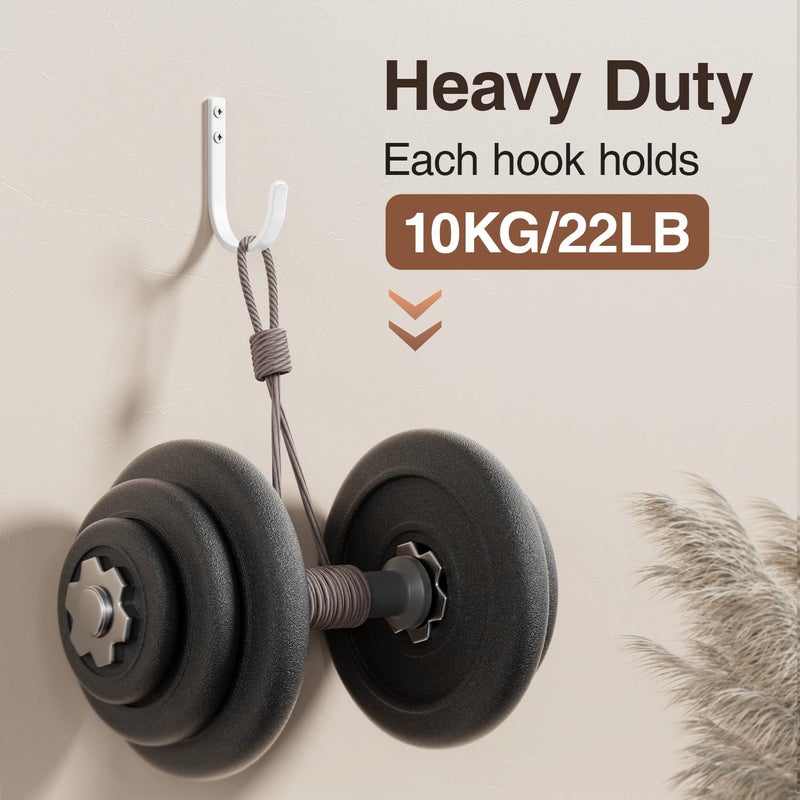 Josmimic Wall Hooks for Hanging Towel/Coat - 22LB Screw in Metal Hanger Wall Mount, for Outdoor, Closet, Door, Bathrooms, for Backpack, Robe, White 5 Pack - Image 2