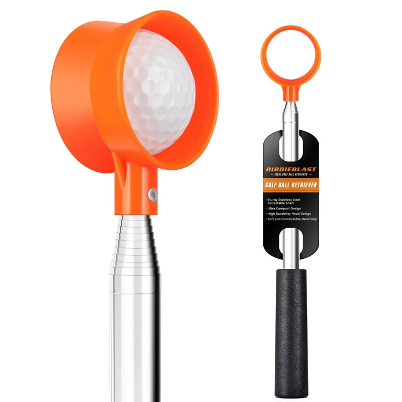 BIRDIEBLAST Golf Ball Retriever Telescopic for Water, 9Ft/12Ft/9.01Ft/16.3Ft/20Ft Stainless Steel Golf Ball Retriever, Professional Golf Ball Retriever - Image 1