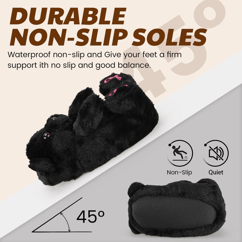 Lucky Kids Funny Cartoon Plush Slippers for Adults – Warm Fleece Memory Foam Indoor Shoes, Soft Cozy House Slippers with Non-Slip Sole for  Women - Image 4