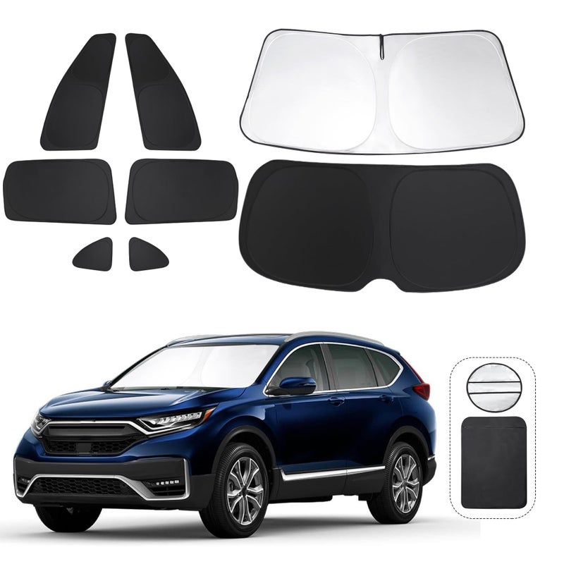TINGLU Window Shades for Honda CR-V CRV 2017-2022 Accessories Car Side Full Windows Rear Triangular Windshield Sun Shade Sun UV Rays & Privacy Protection for Camping,Napping,and Relaxing 8PCS - Image 1