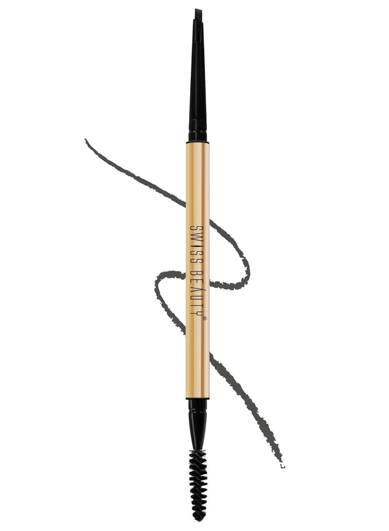 Swiss Beauty Micro Precision Eyebrow Pencil Highly Pigmented Long Lasting and Lightweight Eyebrow Pencil Shade Grey Black 0.1G - Image 1