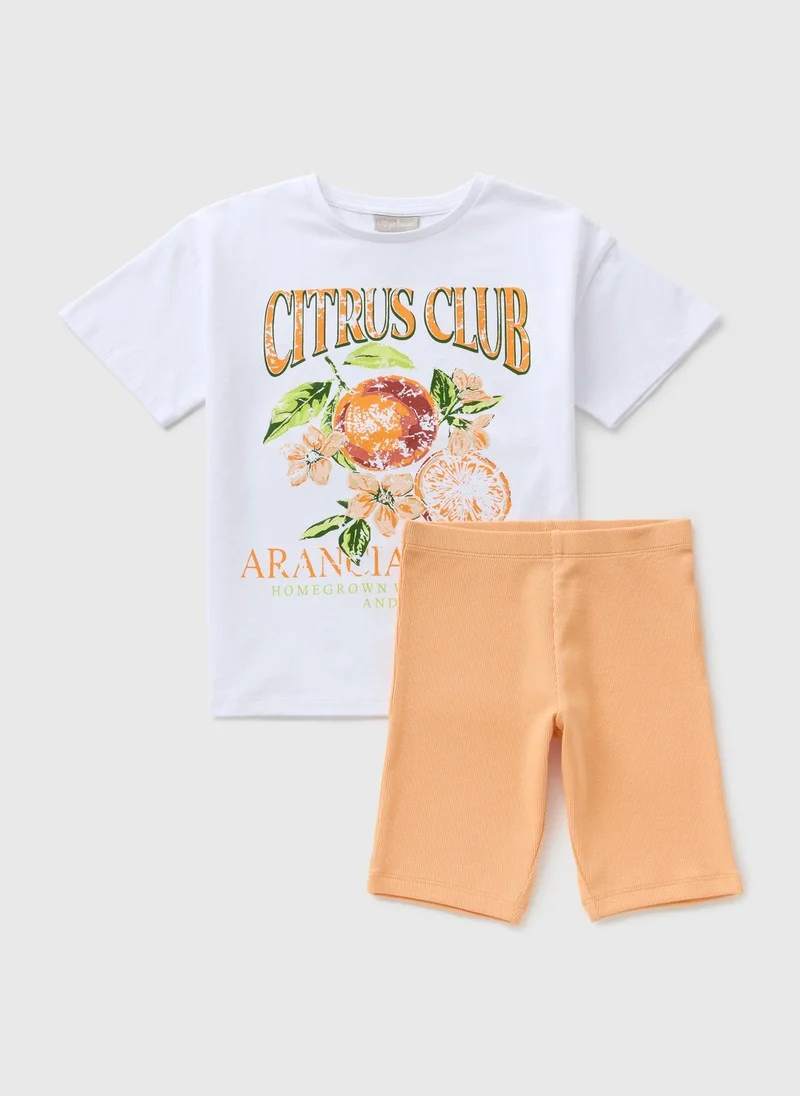 Matalan Girls Orange T-Shirt & Shorts Set